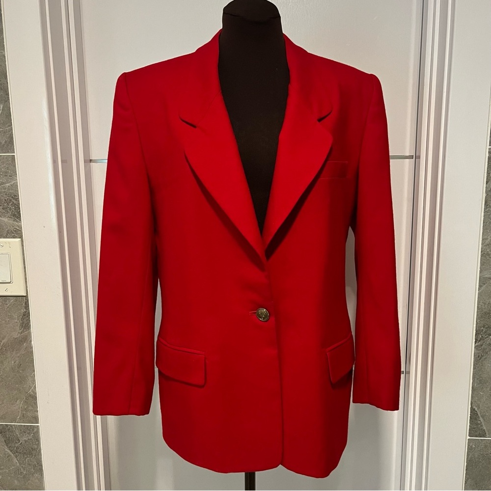 Talbots Petites 100% wool red blazer button jacket - regular or oversized style